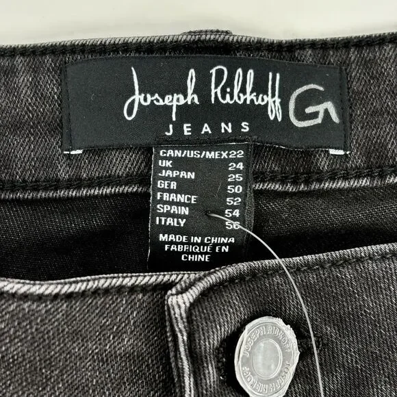 Joseph Ribkoff Women 22 Charcoal Grey Embellished FishNet Cuff Classic Slim Jean - Picture 15 of 15